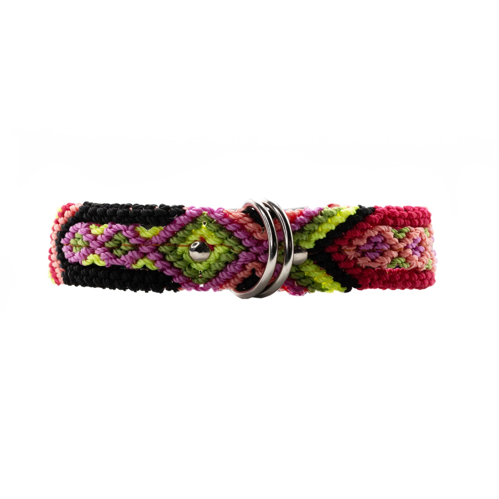 Artisan-made dog collar featuring intricate handwoven details