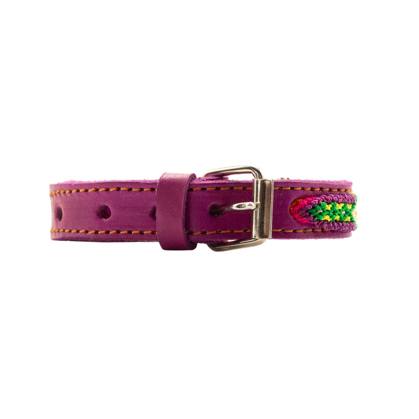 Exquisite pet collar showcasing vibrant handwoven silk thread motifs