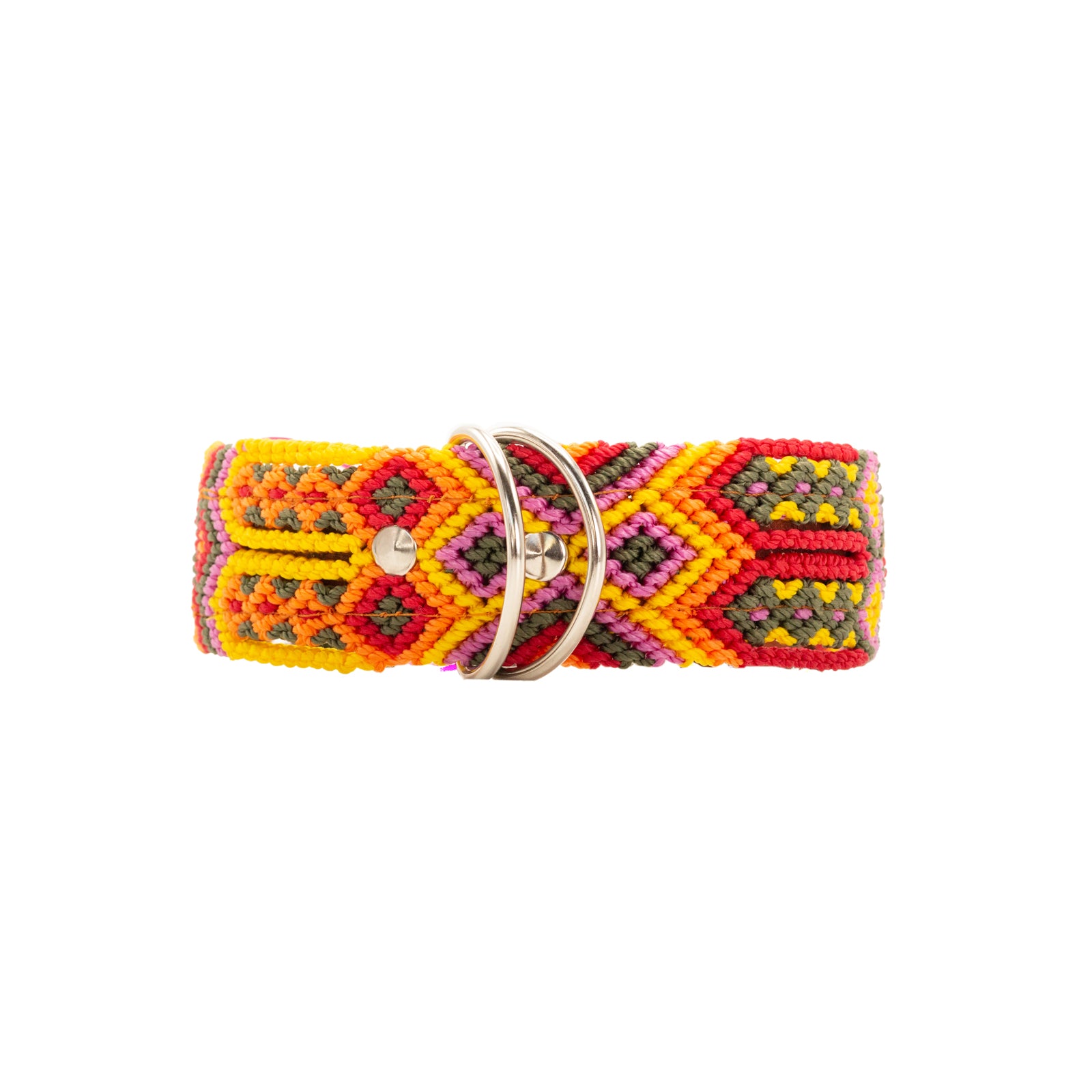 Artisan-made dog collar featuring traditional weaving artistry