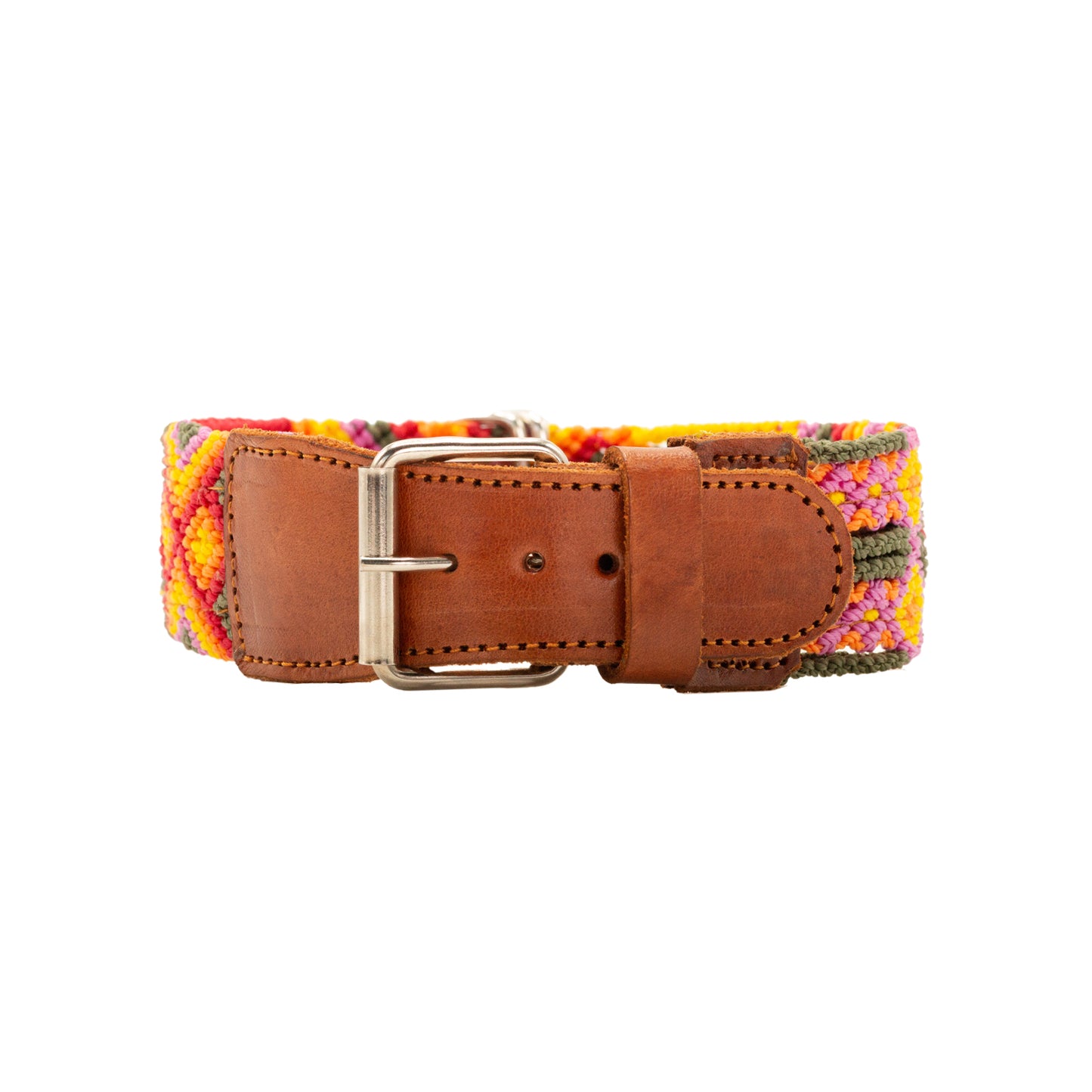 Artisan-made dog collar featuring traditional weaving artistry