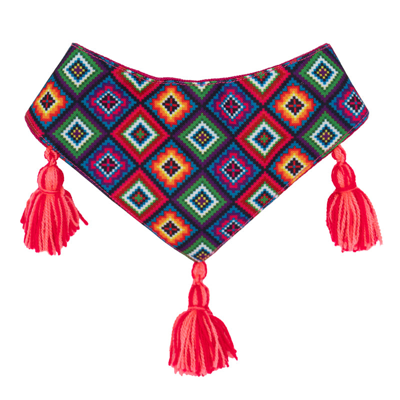 Vibrant dog bandana with a playful splash of colors.