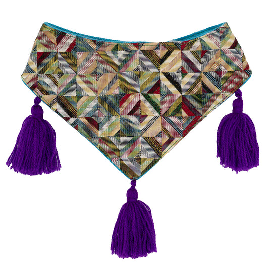 Brightly colored dog bandana showcasing a playful pattern