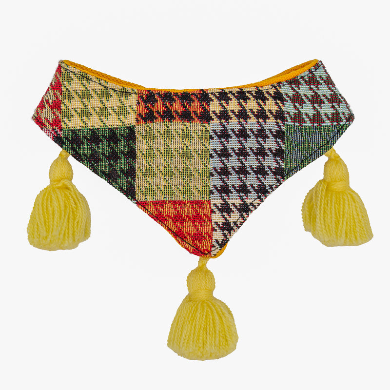 Energetic dog bandana with a lively mix of bright hues.